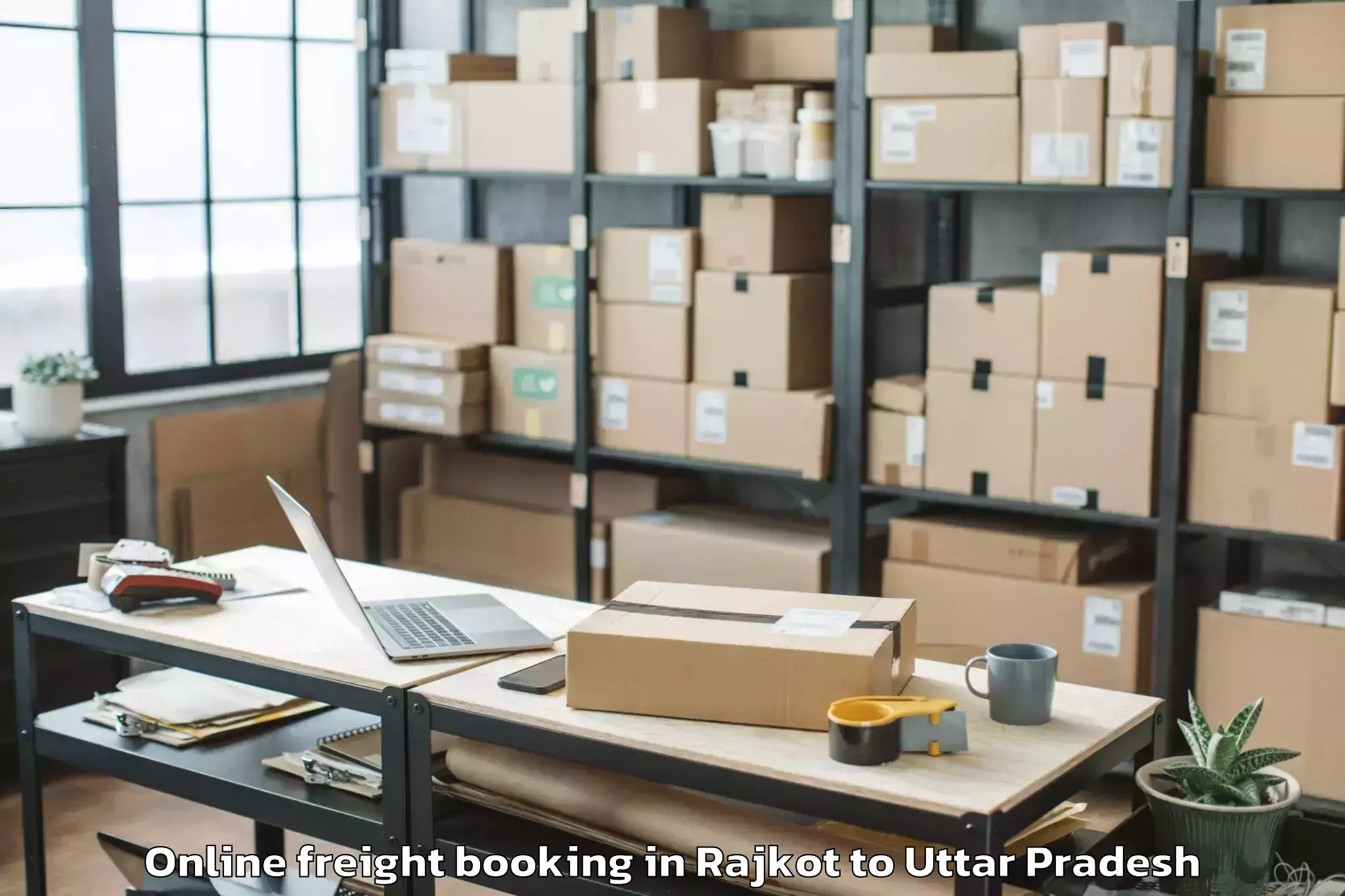 Book Rajkot to Garautha Online Freight Booking Online